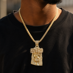 925 Sterling Silver Jesus Face <b>Pendant</b> Teardrop Cut Diamond Men's Hip Hop Jewelry Moissanite with GRA Certified - Product Image 2