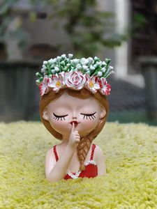 Maceta de Resina Vacía con Diseño de Dibujos Animados Navideños, para Interiores, de Escritorio, con Acabado Glaseado, Color Rojo, para Decoración del Hogar y Jardín - Product Image 1