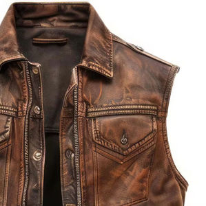 Nouvelle arrivée - Gilet 100% cuir véritable - Gilet respirant de haute qualité - Gilet d'hiver pour homme - Grande taille - Imperméable - Coupe-vent - Gilet de motard - Product Image 5