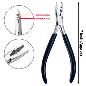 Alicate Profesional de 2 Orificios para Extensiones de Cabello, Herramienta de Punta Plana de 7 Pulgadas para Anillos Micro y Nano Beads, Instalación de Extensiones de Cabello - Product Image 1