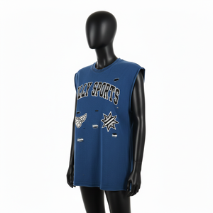 Camiseta sin mangas de algodón para mujer, estilo muscle tank, con estampado gráfico desgastado, parche con logo personalizado, estilo streetwear. - Product Image 4