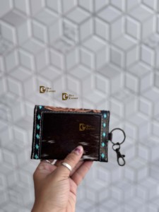 Western Hair on Cowhide Leather New Hand Tooled Carving Small <b>Wristlet</b> Coin Purse Multi Uses Mini Wallet for Women Western Gifts - Product Image 4