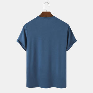 T-shirt à manches courtes pour homme, col rond, coupe classique, tricoté, style décontracté, design uni, color-block - Product Image 2