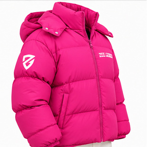 Chaqueta acolchada rosa con capucha estilo casual para mujer, abrigo grueso con cremallera para invierno, chaqueta acolchada informal estilo streetwear. - Product Image 4