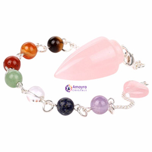 Péndulo de Ojo de Tigre con Cadena de Chakra para Regalos Empresariales, Péndulos de Piedras Preciosas de la Mejor Calidad de la India - Product Image 2