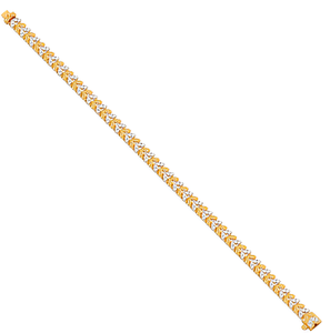 Bracelet tennis en or jaune 18 carats avec diamants de laboratoire à double rangée motif feuille, diamants ronds CVD, style ethnique pour femme, certifié IGI - Product Image 4