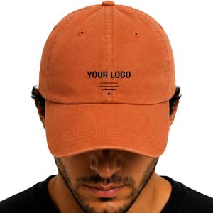 หมวกเบสบอลสีส้มไหม้พิมพ์โลโก้ตามสั่ง ปรับขนาดได้ ผ้าฝ้าย สไตล์ Dad Hat มินิมอล สตรีทแวร์ กีฬา ยูนิเซ็กซ์ รับผลิตแบบ OEM ODM ขายส่งจากโรงงาน - Product Image 1