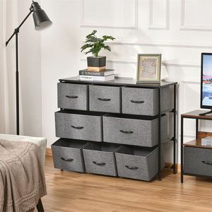 Commode à 8 tiroirs en tissu gris foncé à 3 couches, nouveau design, mobilier moderne pour la maison - Product Image 2