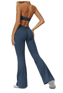 Ensemble de yoga et de sport pour femme 2026, tendance et décontracté, avec soutien-gorge à col en V, leggings taille haute froncés à jambes larges, pour la gym, le yoga, la course en extérieur et le fitness - Product Image 2