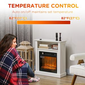 27\" Freestanding Electric <b>Fireplace</b> with LED Display Mantel 1400W Replaceable <b>Heater</b> Insert and Timer White - Product Image 6