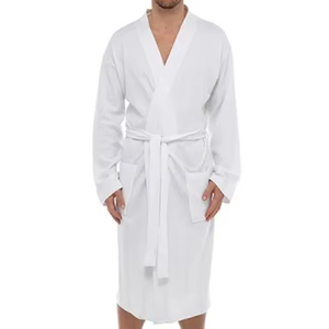 เสื้อคลุมอาบน้ำวาฟเฟิลผ้าฝ้ายสำหรับผู้หญิง พิมพ์โลโก้ได้ หรูหรา - Product Image 2