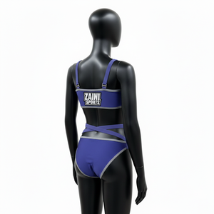 Ensemble de bikini pour femme en nylon et élasthanne GSM de qualité supérieure, bleu-gris, avec sangle élastique, coupe sport, logo personnalisé, pour ensemble de bikini - Product Image 5