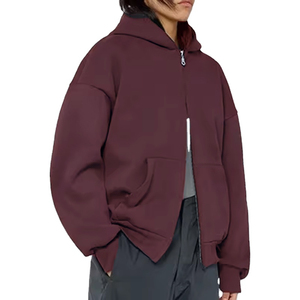 Wholesale Custom Logo High Quality 600 GSM Silver Fox Fur Batwing Sleeve Oversize <b>Zip</b> <b>up</b> Zipper Hoodies for Men - Product Image 3