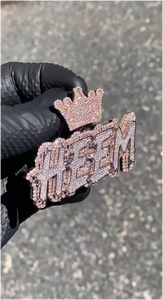 Pendentif personnalisé en moissanite VVS avec initiale, style hip-hop, serti de diamants ronds, en argent 925, bijoux fins - Product Image 4