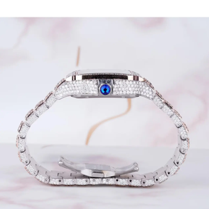 Montre automatique pour homme de luxe à deux tons, cadran carré romain en moissanite VVS, bracelet en acier, analogique - Product Image 4