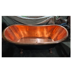 Bañera de Lujo con Patas de Cobre, Independiente, Exterior Negro e Interior de Cobre Brillante, Estilo Antiguo para Hogares y Hoteles de Primera Calidad - Product Image 2