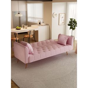 Divano Convertibile Americano Retrò da 71 Pollici in Velluto Rosa per Piccoli Soggiorni, Camere da Letto o Uffici - Product Image 3