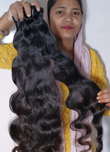 Cheveux humains indiens bruts 100% naturels, meilleure qualité, cheveux propres, fournisseurs en gros, extensions de cheveux humains Bodywave - Product Image 3