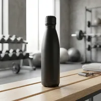 Bouteille d'eau noire en acier inoxydable réutilisable, anti-fuite, pour le bureau, l'école, la salle de sport, les voyages, la maison et l'hydratation quotidienne