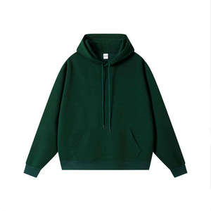 Sweat-shirt à capuche unisexe vert foncé, personnalisé avec logo, de haute qualité, surdimensionné, en molleton de coton épais, pour homme - Product Image 1