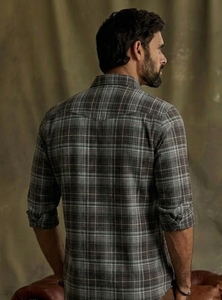 Camisa de Franela a Cuadros para Hombre EMOVATE, Manga Larga, Cuello Camisero, Informal, Transpirable, de Algodón Tejido, Estilo Otoñal - Product Image 3