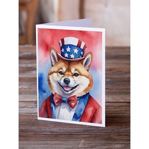 Shiba Inu patriotique américain A7 taille 5x7 cartes vierges paquet de 8 enveloppes fantaisistes cartes de voeux - Product Image 2