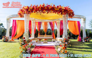 Mandap de mariage Royal Touch, thème de mariage élégant, ensemble de mandap en FRP, mandap blanc exclusif en fibre sculptée, Perth - Product Image 3
