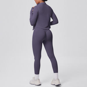 Leggings taille haute longueur intégrale sans couture, extensibles dans quatre directions, froncés aux fesses, gris uni, pour le sport - Product Image 4