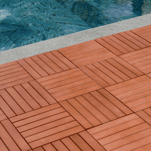 Dalles de terrasse en teck pour extérieur, design carré à emboîtement, surface brossée imperméable, style contemporain pour patio et jardin - Product Image 6