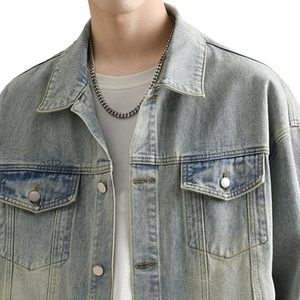 Men's for Denim Jacket Casual Button Front Solid Color Regular Fit Autumn Winter Windproof Eco-Friendly 100% Cotton Washable - Product Image 6