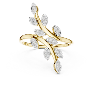Anillo de Diamantes Cultivados en Laboratorio DEWDROP LEAF, Oro Blanco de 18 Quilates con Baño de Rodio, Corte Brillante, para Compromiso, Boda, Fiesta, Regalo de San Valentín - Product Image 6