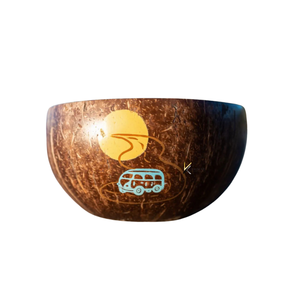 Nuevo Diseño 2026, Tazón de Coco Hecho a Mano, Ecológico y Ligero, Diseño de Atardecer en la Montaña, para Servir Comida al Aire Libre, Personalizable - Product Image 3