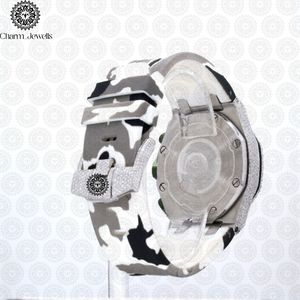 Charm_Jewells Luxury Stainless Steel <b>Watch</b> 43mm Round <b>Diamond</b> Encrusted Sapphire Crystal Analog Dial Chronograph Men's Quartz - Product Image 5
