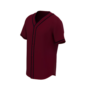 Camiseta de béisbol estampada color granate, transpirable, con cuello en V, botones, rayas finas, malla, manga corta, ribete, burdeos oscuro, personalizada - Product Image 2