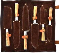 Couteaux de chef faits main de haute qualité, 6 pièces, motif Damas, avec manche en bois, bord dentelé tranchant, multi-usages, écologiques