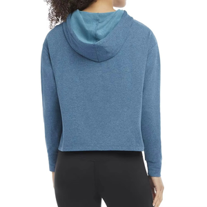 Sweat-shirt à capuche court personnalisé pour femme, en coton doux et durable, bleu tempête, effet dégradé, style streetwear décontracté, OEM ODM - Product Image 4