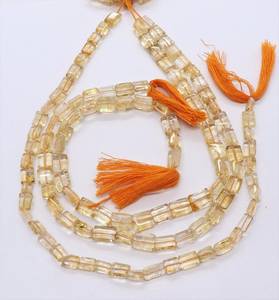 Perles de citrine naturelle lisses en forme de chiclet 7-8 MM, perles de citrine jaune en forme de tube carré 12 pouces, perles de pierres précieuses de citrine pour bijoux - Product Image 6