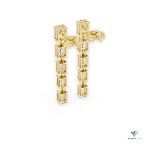 ต่างหูเพชรทรงหยดน้ำมรกต 2.75 กะรัต เพชรเลี้ยงในห้องปฏิบัติการ ตัวเรือนทองคำแท้ 18K ต่างหูแบบห้อยระย้าสำหรับผู้หญิง - Product Image 3