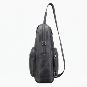 Bolso de Pecho de Cuero Genuino para Hombre, Estilo Vintage, Bandolera con Cremallera, para Viajes y Uso al Aire Libre, Venta al Por Mayor OEM - Product Image 1