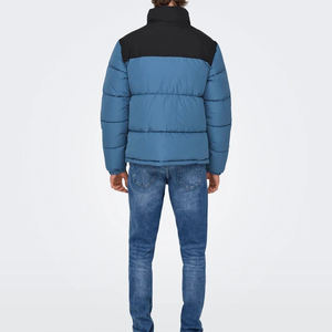 Top quality <b>Men</b> <b>Blue</b> Color Puffer Jacket 100% polyester fabric Stand Collar Windproof Winter Casual Zipper Closure Regular Fit - Product Image 4