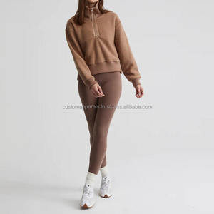 Abrigos de Forro Polar Grueso y Cálido para Invierno, Ropa Deportiva, Sudadera con Capucha y Media Cremallera de Corte Holgado para Mujer - Product Image 3