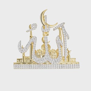 Colgante de Plata de Ley 925 Chapado en Oro de 18K con Moissanita y Diamantes, Diseño de Luna Creciente, Estilo Hip Hop de Lujo para Fiestas - Product Image 1