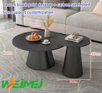 Table basse ronde en pierre frittée et acier inoxydable double couche, design nordique créatif, élégant et moderne, sécurisée