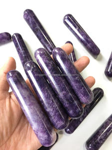 NATURAL HEALING PURPLE LEPIDOLITE THROUGH-CARVED FENG SHUI <b>MASSAGE</b> WAND for WOMEN YONI & BODY - Product Image 3