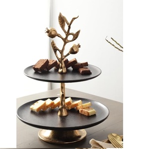 Decoración para mesa de cena, bandeja de servir sostenible para pasteles de cumpleaños, soporte para servir frutas con incrustaciones de hueso, juego de 3. - Product Image 6