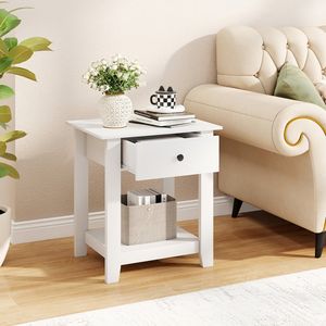 Modern 3-Tier Bedside Nightstand with <b>Open</b> Shelf and <b>Storage</b> Drawer Contemporary Nightstand with Drawer - Product Image 3