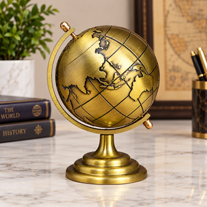 Globe terrestre décoratif en laiton sur socle, finition dorée, globe de bureau vintage, décoration de luxe pour bureau, salle d'étude, maison, objet de collection, cadeau de voyage - Product Image 1