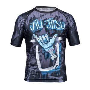 Camisetas de compresión de manga corta para hombre, ajustadas, transpirables, para fitness, BJJ, MMA, con costuras tejidas. - Product Image 5