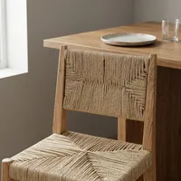 Chaise de comptoir réglable en hauteur, tissée à la main, avec dossier solide, design moderne, pour bar à domicile, îlot de cuisine, salon, hôtel, extérieur