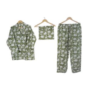 Ensemble de pyjamas d'été pour femmes, en coton doux et respirant, coupe ajustée, imprimé floral, ensemble de pyjamas, cadeau pour elle, vêtements de nuit confortables - Product Image 1